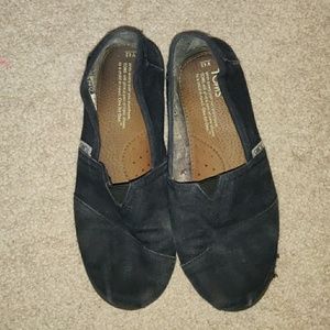 Toms Black Canvas Kids w/Hard Sole